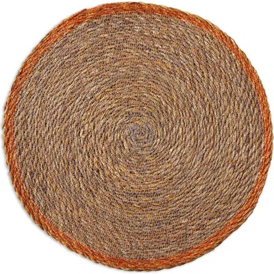 Tag Overstitch Seagrass Placemat Lavender Purple Wipe Clean In Brown