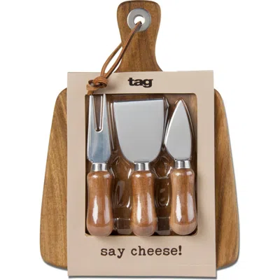 Tag Paddle Board And Cheese Utensil Set Natural Serving Boards In Brown