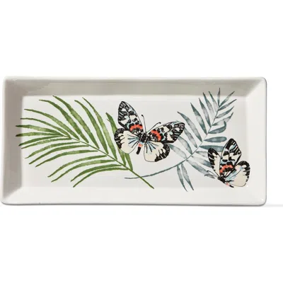 Tag Palm And Butterfly Multicolor Ceramic Serving Platter