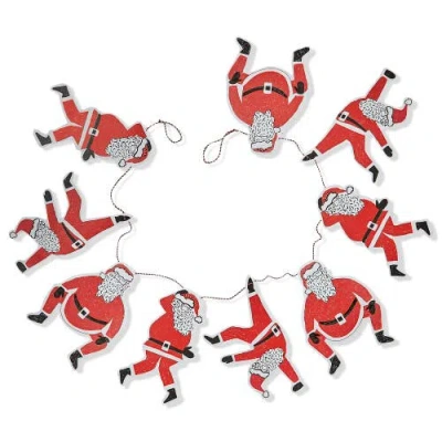 Tag Paper Dancing Santa Garland Holiday Wall Decor Red Banners