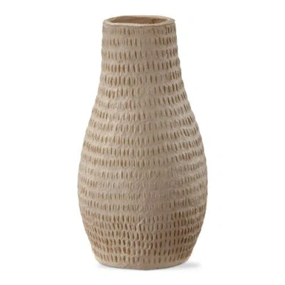 Tag Paper Mache Cream Decorative Indoor Vase 6.0l X 6.0w X 10.5h Inches In Brown