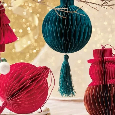 Tag Paper Tree Pom Pom Green Multi