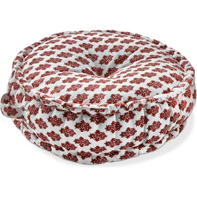Tag Paradiso Block Print Cotton Decorative Throw Pillow With Handles In Red