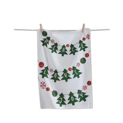 Tag Peace Love Joy Tree Dishtowel In Multi