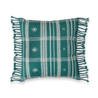 Tag Peak Pillow Spruce Green Cotton Throw Pillow For Summer Decor