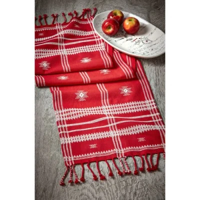 Tag Peak Runner Cotton Table Runner In Red