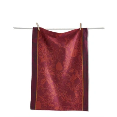 Tag Pear Jacquard Dishtowel Cotton Kitchen Towel For Fall In Red
