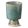 Tag Pedestal Reactive Glazed Green Small Planter For 5 Inch Pot In Green