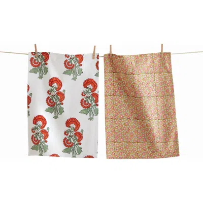 Tag Phool Block Print Kitchen Towel Set Of Two Multicolor Cotton