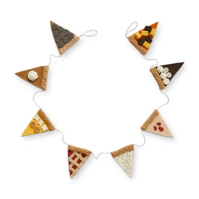 Tag Pie Slices Wool Felt Garland In Brown