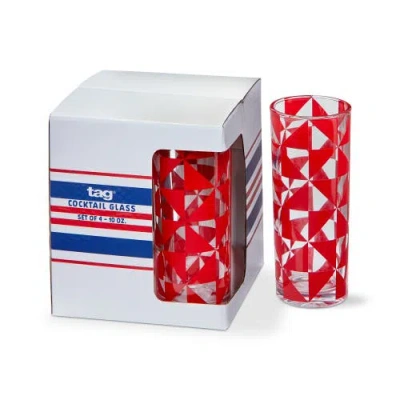 Tag Pinwheel Red Drinking Glasses Set Of 4 Dishwasher Safe