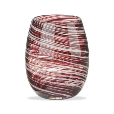 Tag Plum Purple Swirl Stemless Wine Glass Dishwasher Safe In Red