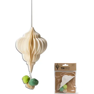 Tag Pom Pom Honey Comb Ornament Natural Xmas Tree Decor In Brown