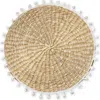 Tag Pompom Placemat White Multi White Multi Seagrass Everyday,summer In Nude