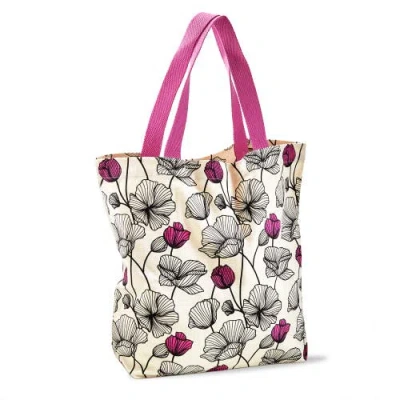 Tag Poppy Tote Fuchsia Cotton Everyday In Orange
