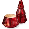 Tag Portobello Glass Tree Candle Large Red Sculpted Christmas In Red