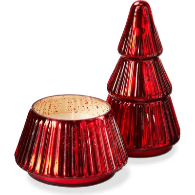 Tag Portobello Glass Tree Candle Large Red Sculpted Christmas