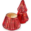 Tag Portobello Glass Tree Candle Red Sculpted Scented Christmas In Red