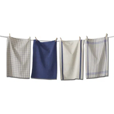 Tag Prairie Woven Dishtowel Set Of 4 Blue Multi Cotton Kitchen Towels Machine Wash 26x18 Everyday Us
