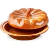 Tag Pumpkin Pie Dish With Lid Ceramic Baking Dish Burnt Sienna In Orange