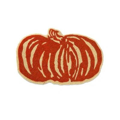 Tag Pumpkin Shaped Coir Door Mat For Thanksgiving Decor In Orange