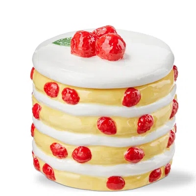 Tag Raspberry Cake Earthenware Decorative Trinket Box Multi 3.5 X 3.5 X 3.7 In Red