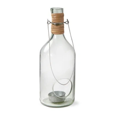 Tag Recycled Blown Glass Bottle Lantern Tealight Candle Holder In Transparent