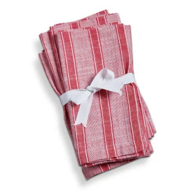 Tag Red & White Stripe Napkin Set/4 Red Multi Cotton Summer