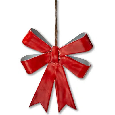 Tag Red Bow Enamel Christmas Ornament