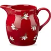 Tag Red Ceramic Sprig Pitcher Beverage Server For Christmas In Red
