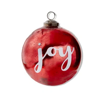 Tag Red Glass Joy Ornament For Christmas Tree Decorative Holiday