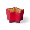 Tag Red Star Shaped Glass Tealight Candle Holder For Christmas In Red