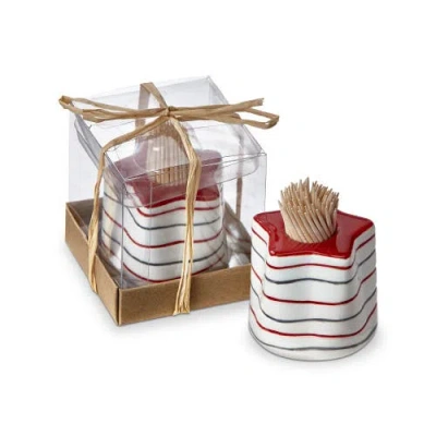 Tag Red White Blue Star Stoneware Toothpick Holder Set In Animal Print