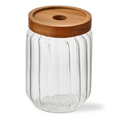 Tag Ribbed Glass Canister Medium Clear Glass Everyday In Transparent