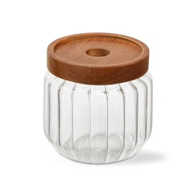 Tag Ribbed Glass Canister Small Clear Glass Everyday In Brown