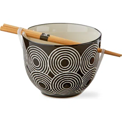 Tag Rings Noodle Bowl Set 2 Black Stoneware 16 oz 5x5x3.9