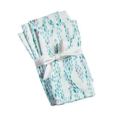 Tag Ripple Block Print Cloth Napkins Set Of Four Multi Color In Blue