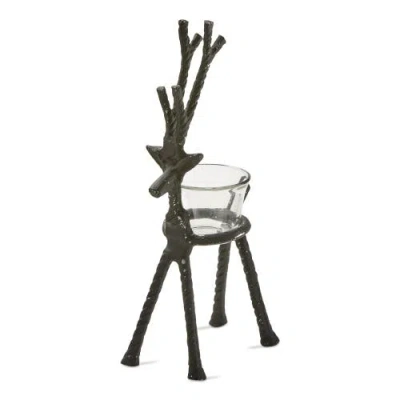 Tag Rustic Black Aluminum Reindeer Tealight Candle Holder