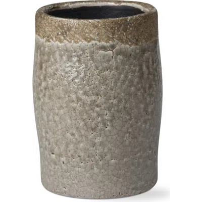 Tag Rustic Gray Crackle Glazed Ceramic Vase For Home Decor In Brown