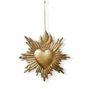 Tag Sacred Heart Hanging Decor Antique Brass Iron Sculpture In Gold