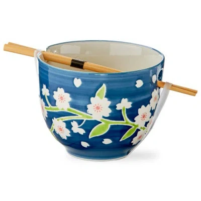 Tag Sakura Stoneware Noodle Bowls With Chopsticks Multi 16 oz