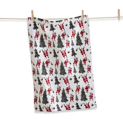Tag Santa & Trees Christmas Cracker Dishtowel In Multi
