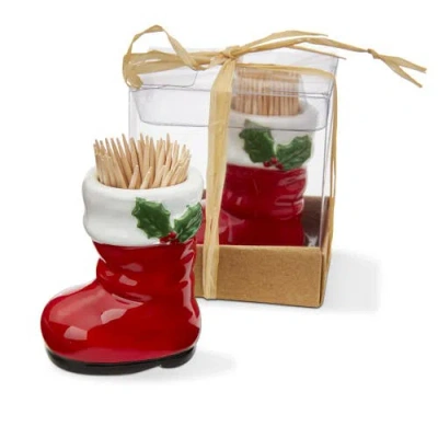 Tag Santa Boot Toothpick Holder Set In Multi
