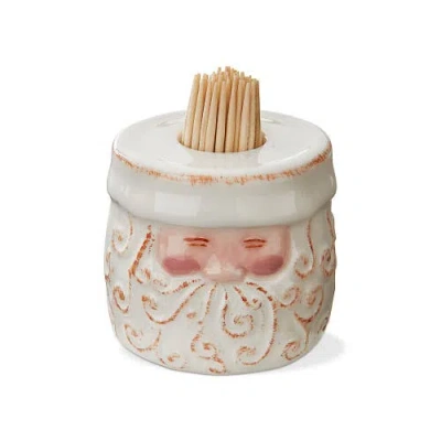 Tag Santa Toothpick Holder Set Ceramic Christmas Kitchen Decor In White
