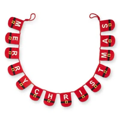 Tag Santa Wool Felt Garland Red Christmas