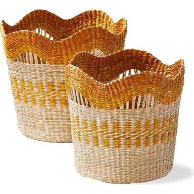 Tag Scallop Basket S/2 Orange Multi Sea Grass Summer In Yellow