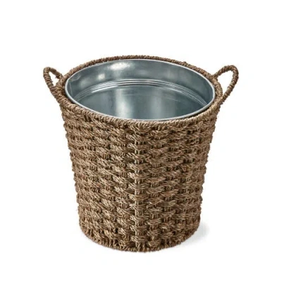Tag Seagrass Basketweave Ice Bucket Decorative Natural Basket In Brown