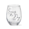 Tag Seas The Day Stemless Wine Glass Summer Blue Drinkware In Transparent