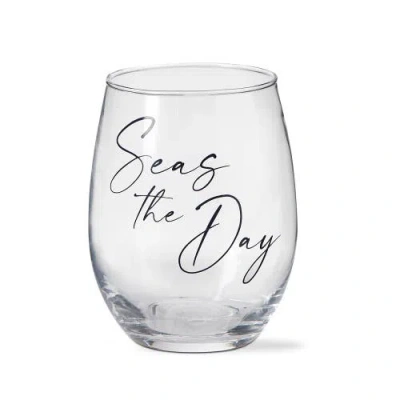 Tag Seas The Day Stemless Wine Glass Summer Blue Drinkware In Transparent