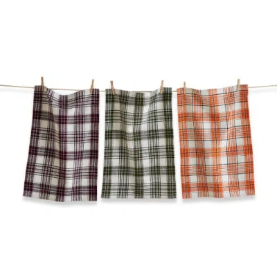 Tag Set Of 3 Autumn Plaid Dishtowels In Multi